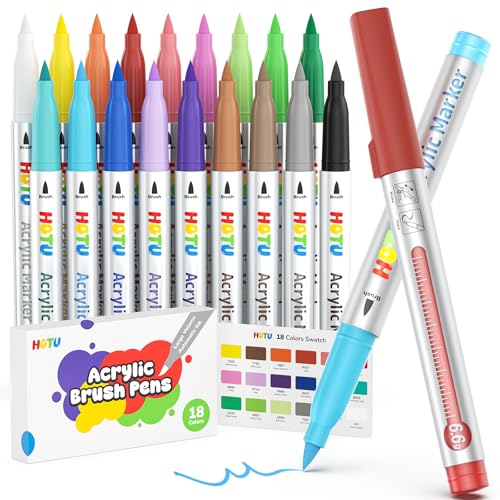 HOTU 18 Farben Acrylfarbe Marker Pinselspitze, 6,6g hohe Kapazität kreative Farbe, automatische Tinte Control System, perfekt für Kunst und Handwerksbedarf von HOTU