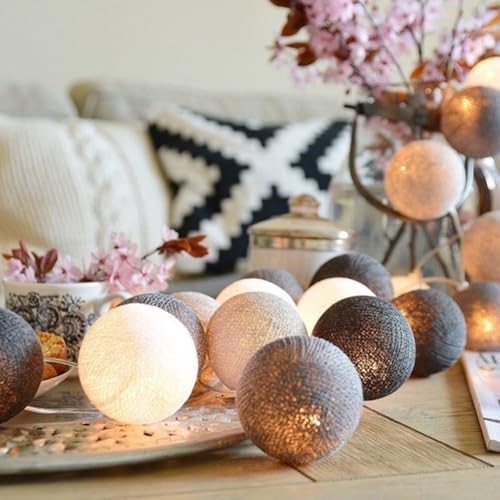 HOTUT Baumwollkugeln Lichterkette, 3,3 m Cotton Ball Lichterkette, 20 LED Kugeln Lichterkette Batterie, bunte Kugel Lichterkette für Kinderzimmer Schlafzimmer Weihnachten Hochzeit Party von HOTUT