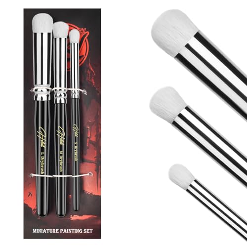 HOTUT Dry Brush Pinsel Set, 3 Stück Modellbau Drybrush Detailpinsel,Wolle Professioneller Trockenpinsel, Trockenpinsel Set für Detailarbeiten und Modellbau von HOTUT