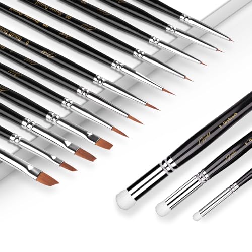 HOTUT Dry Brush Pinsel Set,15 Stück Modellbau Drybrush Detailpinsel,Wolle Professioneller Trockenpinsel, Trockenpinsel Set für Detailarbeiten und Modellbau von HOTUT