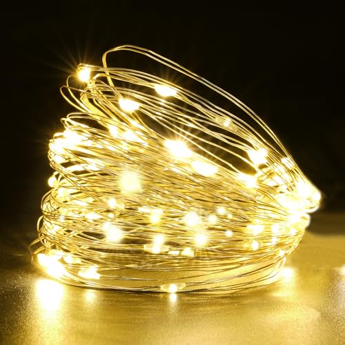 HOTUT Lichterkette Warmweiß, 2 Stück Lichterkette Batterie, 2m 20LEDs Lichterketten Kupferdraht, Klein Innen Lichterkette für Schlafzimmer, Party, Hochzeit, Weihnachten, DIY deko von HOTUT