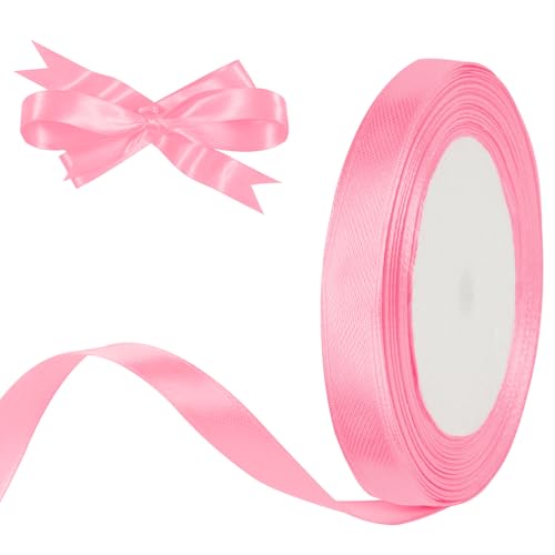 HOTUT Satinband rosa, 10mm rosa Geschenkbänder Breit, 22 M Schleifenband Deko rosa, Dekoband für Geschenkverpackung Brautstrauß Basteln Geburtstag Deko von HOTUT