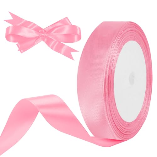 HOTUT Satinband rosa, 20mm rosa Geschenkbänder Breit, 22 M Schleifenband Deko rosa, Dekoband für Geschenkverpackung Brautstrauß Basteln Geburtstag Deko von HOTUT