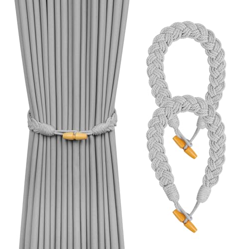 HOTUT Vorhang Raffhalter, 2 Stück Curtain Rope Buckle, Handgestrickte Vorhang-Raffhalter, Vorhangbinder, Gardinen Raffhalter für Haus Office, Wohnzimmer, Schlafzimmer - Hornschnalle von HOTUT