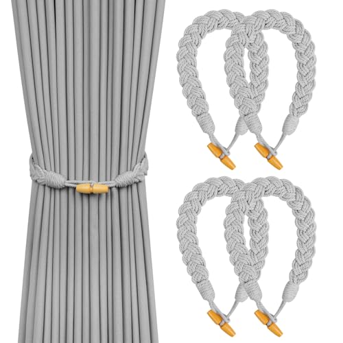 HOTUT Vorhang Raffhalter, 4 Stück Curtain Rope Buckle, Handgestrickte Vorhang-Raffhalter, Vorhangbinder, Gardinen Raffhalter für Haus Office, Wohnzimmer, Schlafzimmer - Hornschnalle von HOTUT