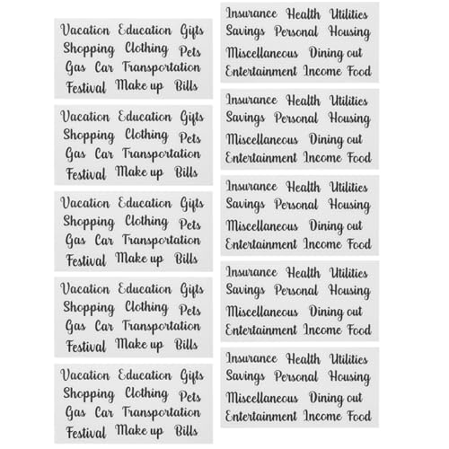 5 Sätze Cash-Budget-Aufkleber Planer-Aufkleber Etiketten Budgetbindemittel Haushaltsbudget Haushaltsorganisation Multifunktions-Budget-Aufkleber Budgetversorgung PVC selbstklebend HOUDERCO von HOUDERCO