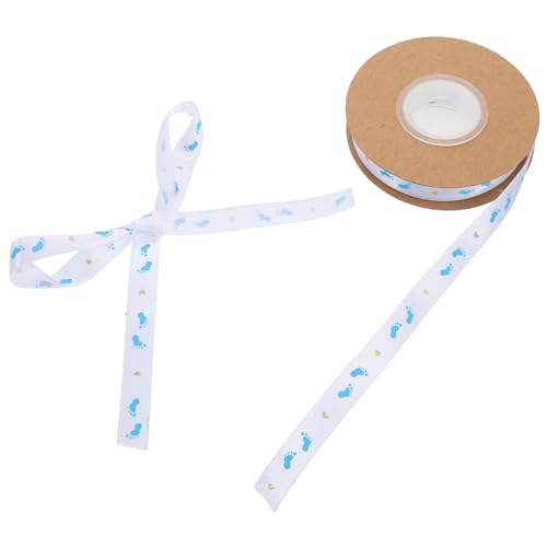 HOUDERCO 1 Rolle Gold Stempelband Geburtstagsband Feierbänder Geschenkband Zum Geburtstag Babypartybänder Für Gäste Fußabdruckmusterband Polyester Sky-blue von HOUDERCO