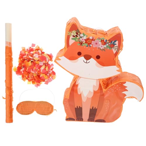 HOUDERCO 1 Satz Fuchs-Pinata süße Dekorationen Halloween- Piñata Herbstpinata Figur Dekorationen party dekoration Mini-Piñata Pinata-Kostüm Papier Orange von HOUDERCO