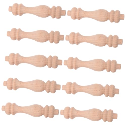 HOUDERCO 10 Stück Handgefertigte Holz-baluster, 84 Mm, Unbehandeltes Holz, Dekorative Spindel Für Heimdekoration, Möbel Und Treppenhaus-interieur von HOUDERCO