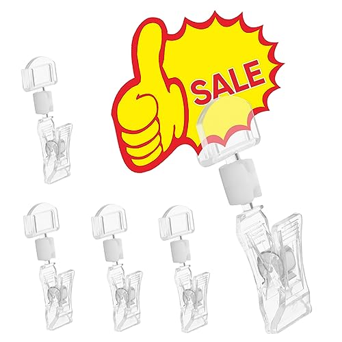 HOUDERCO 10st Werbemappe Aus Acryl Tags Für Die Anzeige -versandetikett Selbstklebende Ticketclips Clips Zur Warenpräsentation Schild Regale Supermarktstand Tag-clips Transparent von HOUDERCO