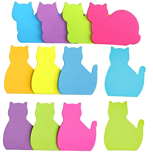 HOUDERCO 12st Katze Haftnotizen Katzendekor Katzenstifte Katzenaufkleber Katzenbinder Katzenbecher Süßes Stationäres Klebrige Kurze Notiz Bunter Notizblock To-do-liste Notizblock Papier von HOUDERCO