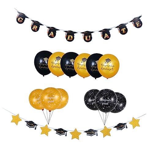 HOUDERCO 1Satz Teiliges Abschlussfeier Luftballons Set Mit Bannern Latex Ballons Für Partydekoration Design Für Graduierungsfeiern Fotorequisiten Und Feierlichkeiten von HOUDERCO