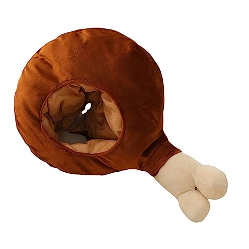 HOUDERCO 1Stk große Hühnerkopfbedeckung Strohhut Pferdeschwanz Gesicht Trucker-Hut Sonnenhut tiermütze tierkostüme plüschhut Party-Kappe Drumsticks-Kappe Polymer-Ton Brown von HOUDERCO