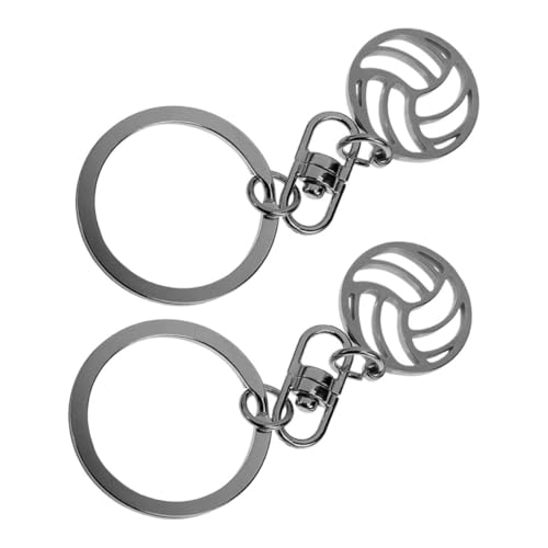 HOUDERCO 2 Stück Volleyball-schlüsselanhänger Ring Schwimmbad Zubehör Volleyballdekorationen Coole Schlüsselanhänger Favorisieren Kette Schmuck Tasche Silver Rostfreier Stahl von HOUDERCO