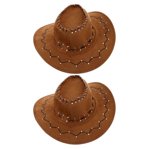 HOUDERCO 2 Stück Western-cowboy-cowgirl-hut Für Kinder, Klassischer Jungen- Und Mädchen-rodeo-fedora-hut Mit Breiter Krempe, Cosplay-woody-hut Für Western-themenparty von HOUDERCO