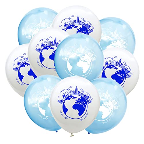 HOUDERCO 20 Stück 12 Ballondekoration Ballonsäule Zylinder steht für Party Ballonbogen-Kit Wolkenballons world map Weltkugel Latexballons Luftballons für Babypartys Sky-blue von HOUDERCO