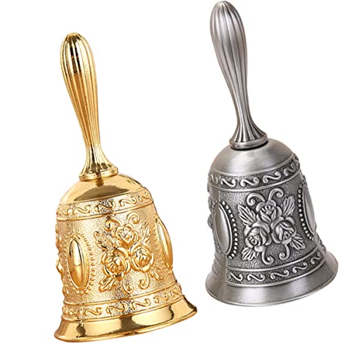 HOUDERCO 2St Tischglocke aus Metall Handrufglocke Türklingel drahtlos kabelgebundene Türklingel Spiel handglocke rezeptionsklingel Restaurant-Rufglocke dekorative Stabglocke Zinklegierung von HOUDERCO