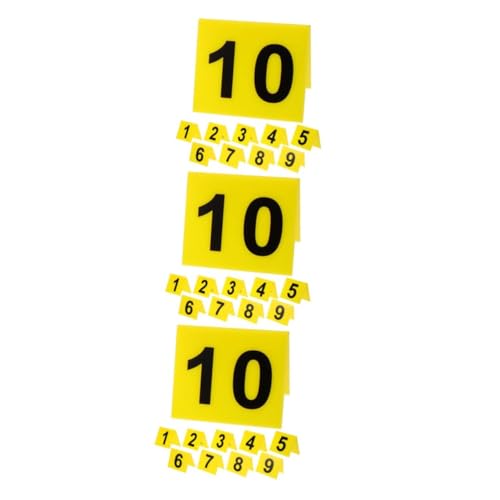 HOUDERCO 3sets Nummernschild Restauranttischschild Mystery-spiel Desktop-tabellennummern Acrylschild Hochzeitsdeko Wiederverwendbarer Nummernmarker Multifunktions-tischschild Yellow 10pcs*3 von HOUDERCO