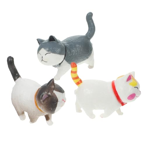 HOUDERCO 3 Stücke Katze Geformt Kuchen Ornament Pvc Kuchen Schmuck Glocken Dekorative Katze Figuren Für Geburtstag von HOUDERCO