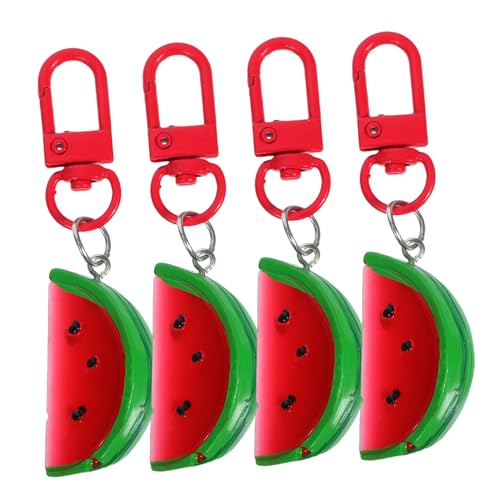 HOUDERCO 4 Stück Schlüsselanhänger Mit Kreativem Design Aus Kunstharz Mit Obst Süßer Anhänger In Form Einer Wassermelonenscheibe Tragbarer Taschenanhänger Für Schlüssel Und Taschen von HOUDERCO