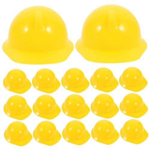 HOUDERCO 40St Mini-Bauhut safety cap Schutzhelm-Fan lustiger Hut kleiner Zylinder Hut mit Fächer Unisex-Fischerhut Bauhelm Puppe Mini-Helme Mini-Hut Mini-Sicherheitshut- Plastik Yellow von HOUDERCO