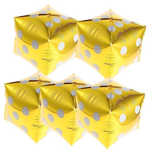 HOUDERCO 5St Würfel Geburtstag Luftballons Ballonbogen-Kit Ballonbogenständer Zahlenballons wand polsterung deckenverkleidung quadratischer Folienballon Jumbo-Ballons Aluminiumfolie Golden von HOUDERCO