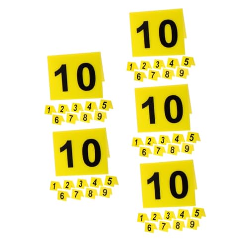 HOUDERCO 5sets Nummernschild Nummern-id-zelte Tatortnummern Beweisnummernmarkierungen Spielversorgung Zehn Acrylschild Hochzeitsdeko Lebensmittel Sichere Marker Fußballmarker Yellow 10pcs*5 von HOUDERCO