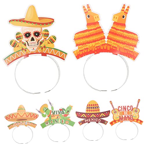 HOUDERCO 6st Mexikanisches Stirnband Party Kostüm Mexikanisches Karnevals-stirnband Mexikanisches Thema Stirnband Fiesta-stirnband Mexikanische Haarspange Karneval Kopfschmuck Papier von HOUDERCO