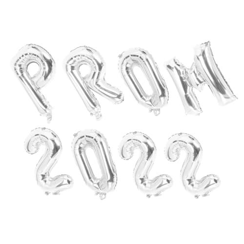 HOUDERCO 8 Stk Abschlussballon-Set Abschlussball-Briefballon Zahlenballons classroom decorations luftballons Zubehör für Abschlussfeiern Party hängend schmücken Aluminiumfolie Silver von HOUDERCO