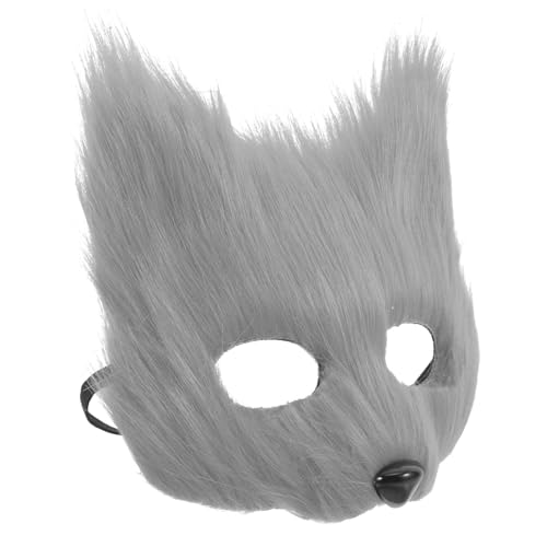 HOUDERCO Halloween-fuchs-maske, Pelziges Halbes Gesicht, Tiermaske, Halbes Gesicht, Cosplay-kostüm-maske, Tier-pelzmaske Für Ball, Halloween, Cosplay-party von HOUDERCO