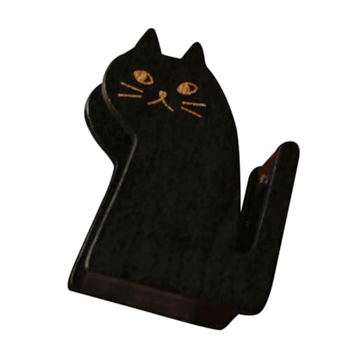 HOUDERCO Halter Für Katzenband Katzenfiguren Katzenbandabroller Doppelt Klebeband Katze Tiermodell Bandspender Schreibwaren Kratzer Bandhalter Post Süßes Briefpapier Black Holz von HOUDERCO