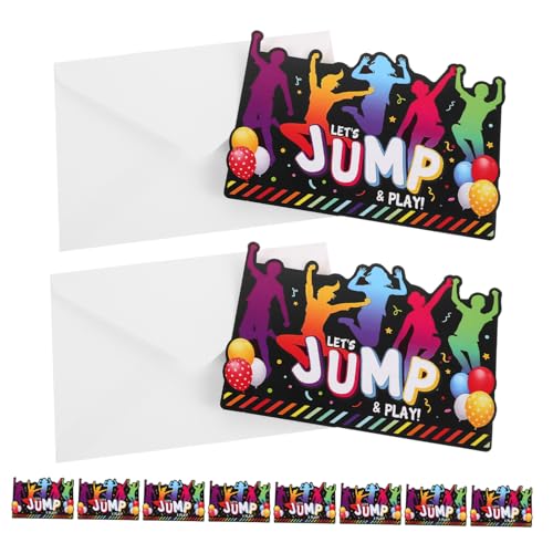 HOUDERCO Jump Theme Einladungskarten Für Kindergeburtstage Einzigartige Geburtstagseinladungen Mit Umschlägen Für Jungen Und Mädchen Für Partys Und Feierlichkeiten von HOUDERCO