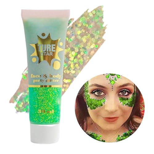 Body Glitter Gel, Face Glitters Body Gel Sequins Shimmer Liquid Eyeshadow, Glitter Sequins Chunky für Glitzer Gesicht Haare Lippen Nägel Make Up Kosmetik Festival Party,30ML von HOUSN