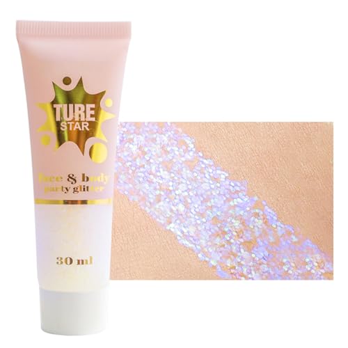 Body Glitter Gel, Face Glitters Body Gel Sequins Shimmer Liquid Eyeshadow, Glitter Sequins Chunky für Glitzer Gesicht Haare Lippen Nägel Make Up Kosmetik Festival Party,30ML von HOUSN