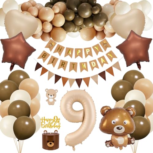 9. Geburtstagsdeko Junge Mädchen, Kindergeburtstag Deko mit Bär Luftballon, 9 Jahre Geburtstag Bär Deko, Happy Birthday Banner, Folienballon 9, Cake Topper, Partydeko für 9 Jahre Junge 9. Geburtstagsdeko Junge Mädchen, Kindergeburtstag Deko mit Bär Luftballon, 9 Jahre Geburtstag Bär Deko, Happy Birthday Banner, Folienballon 9, Cake Topper, Partydeko für 9 Jahre Junge von HOUSTAR