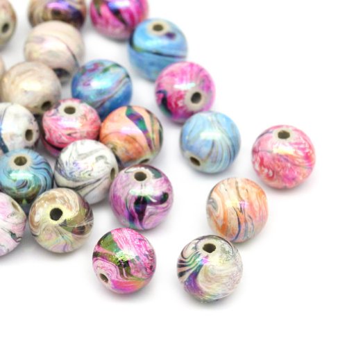 HOUSWEETY 300 Mix Mehrfarbig Kugeln Acryl Floral Perlen Beads 8mm von HOUSWEETY