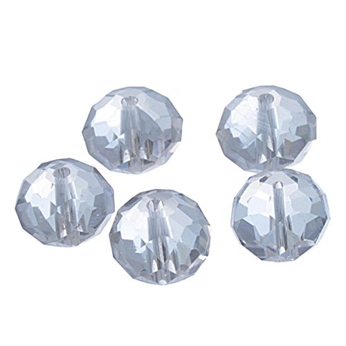HOUSWEETY 50 Klar Kristall Facettiert Boehmische Glasschliffperlen Beads 10mm von HOUSWEETY