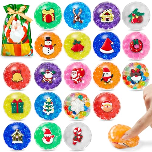 HOUT 20PCS Weihnachten Mitgebsel Squishy Stressball - Anti Stress Bälle Mitgebsel Kindergeburtstag Gastgeschenke - Antistressbälle für Kinder Erwachsene - Stress Spielzeug Kleine Geschenke von HOUT