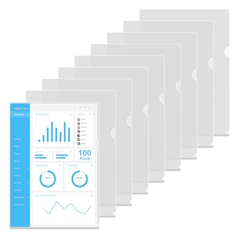 HOUYEE 30 Stück robuste transparente Dokumentenmappen, Kunststoff-Papierhüllen für Briefgröße, für Zuhause, Büro und Schule von HOUYEE