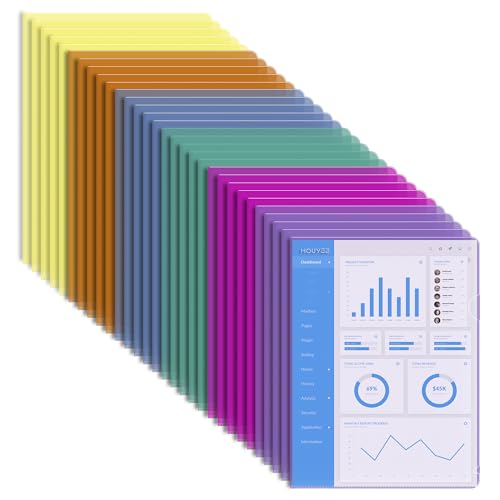 HOUYEE Transparente Dokumentenmappe mit Kunststoffhüllen, passend für Papier in Briefgröße, wasserdicht, reißfest und transparent, für Zuhause, Büro und Schule, 30 Stück von HOUYEE