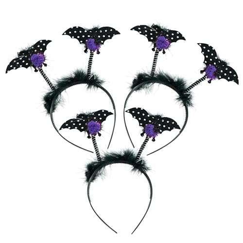 HOVUK 3 Stück schwarze Fledermaus-Pom-Bopper, Halloween-Kostüm, Zubehör, gruselige Kopfbedeckung für Mädchen, Halloween-Party-Dekoration von HOVUK