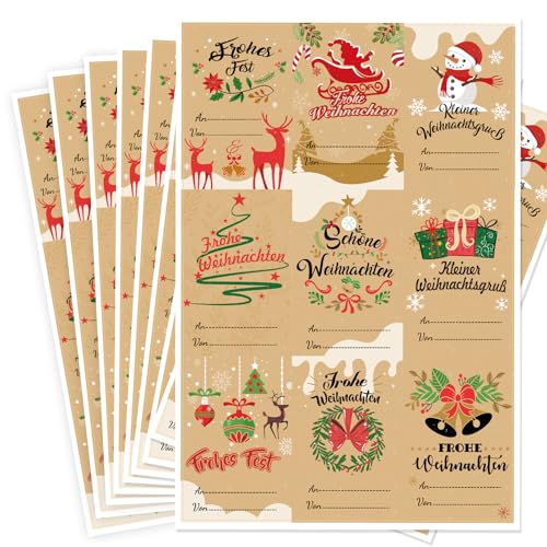 HOWAF 16pcs Frohe Weihnachten Aufkleber Geschenkaufkleber Weihnachten Weihnachtsaufkleber zum Beschreiben, Weihnachtsetiketten Selbstklebend Namensaufkleber Weihnachten Decoration von HOWAF