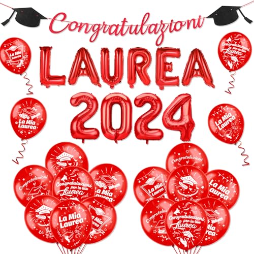 HOWAF 2024 Laurea Graduation Luftballons, Graduation Banner Laurea Folienballons f¨¹r 2024 Laurea Graduation Party Dekorationen von HOWAF