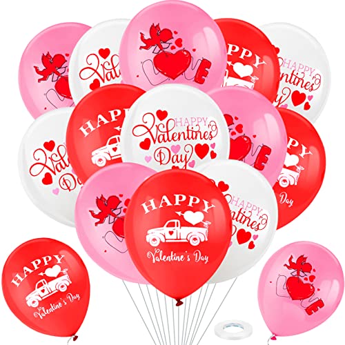 HOWAF 24pcs Valentinstag Deko Valentinstag Ballon Valentinstag Luftballons Love Ballon Herz Luftballon helium Herzluftballons Rot Latex Luftballons Romantische Deko für Valentinstag Dekorationen Set von HOWAF