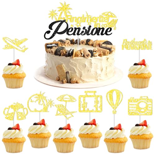 HOWAF 25 St¨¹ck Ruhestand Party Kuchen Dekorationen Gold Happy Retirement Cake Toppers Ruhestand Cupcake Toppers f¨¹r Ruhestand Party Dekorationen von HOWAF