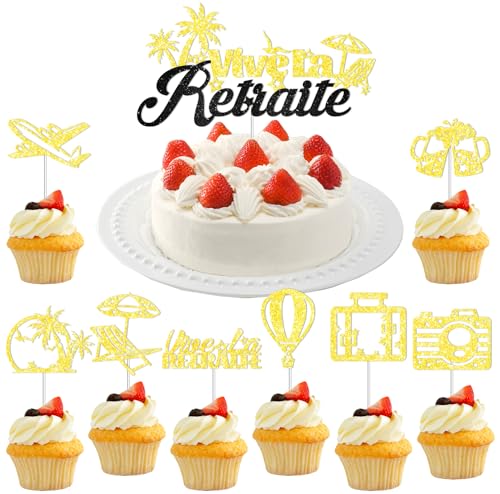 HOWAF 25 St¨¹ck Ruhestand Party Kuchen Dekorationen Ruhestand Cupcake Toppers Happy Retirement Kuchen Toppers f¨¹r Ruhestand Party Dekorationen von HOWAF