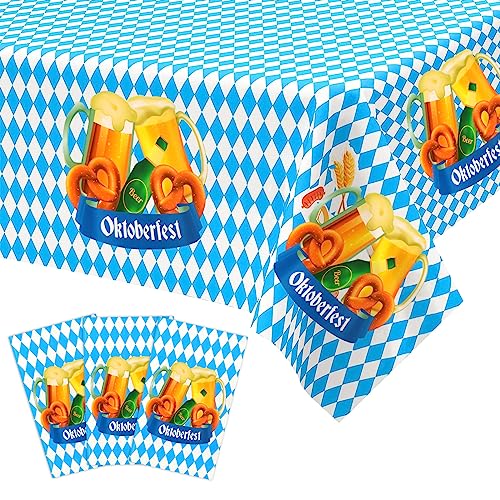 HOWAF 3 Oktoberfest Tischdecke Oktoberfest Deko Tisch, Bayerische Tischdecke Einweg-Kunststoff-Tischdecken PVC Tischdecke Bayrisch Oktoberfest Tischläufer für Oktoberfest Tischdeko Bayrische Deko von HOWAF