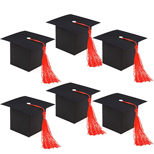 HOWAF 30 Abschluss Deko Graduation Cap Geschenkeboxen Doktorhut Geschenkeboxen Karton mit Rot Quasten Abschluss Hut Geschenkeboxen Prüfung Bestanden Abschluss Geschenk für ABI Abitur 2023 Geschenke von HOWAF