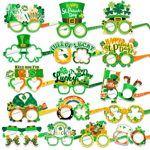 HOWAF 32 St. Patricks Day Brille St Patricks Day Brillen Kleeblatt Brille St Patricks Day Hut Irisch Partybrille St Patricks Day Foto Requisiten für St Patricks Day Accessoires St Patricks Day Deko von HOWAF