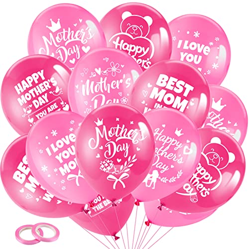 HOWAF 32 Stück Muttertag Dekoration Luftballons Rosa Happy Mother's Day Luftballons Love You Mom Latexballons Beste Mama Muttertagsgeschenk Geburtstagsgeschenk für Mama zum Muttertags Party Dekoration von HOWAF